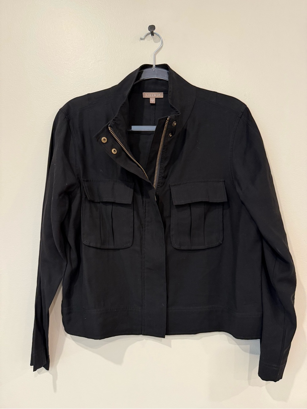 Lilla P Black Lightweight Tencel Boxy Utility Jacket
